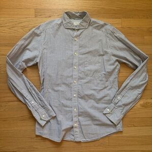 Eton Blue and White Striped Dress Shirt